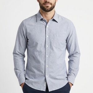 Field Gear Mens Blue And White Button Down Shirt — Size Medium